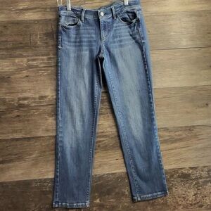 LOFT Women's Straight Leg Modern Crop Blue Jeans